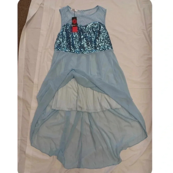 Rose Gal Blue Hi Lo Sequins Sleeveless  Dress Size XXL - Picture 6 of 10
